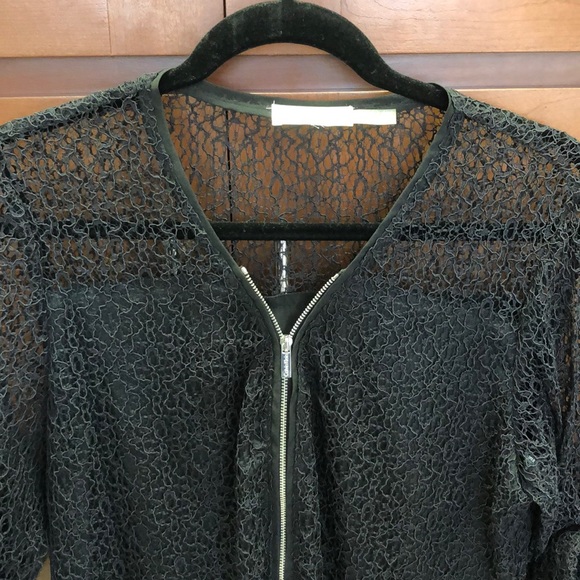 NWOT Calvin Klein Long sleeve lace black blouse - Picture 5 of 8